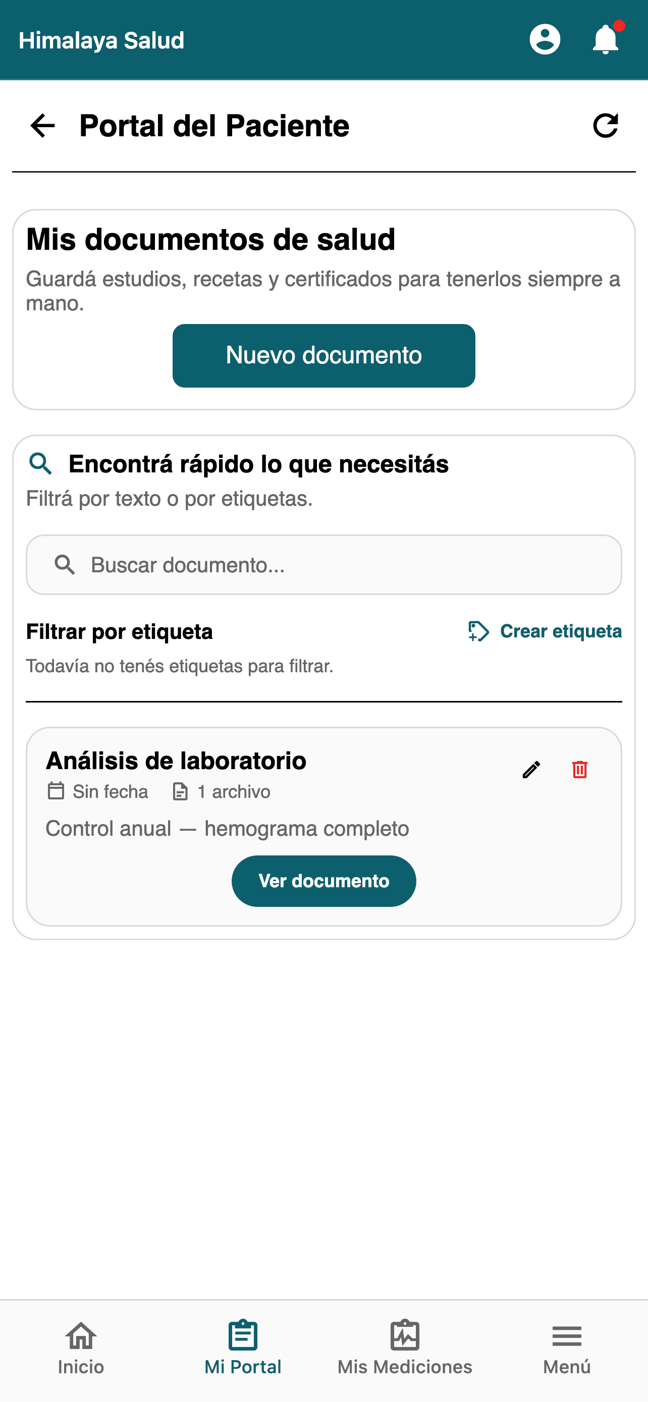 Portal del paciente de Himalaya Salud